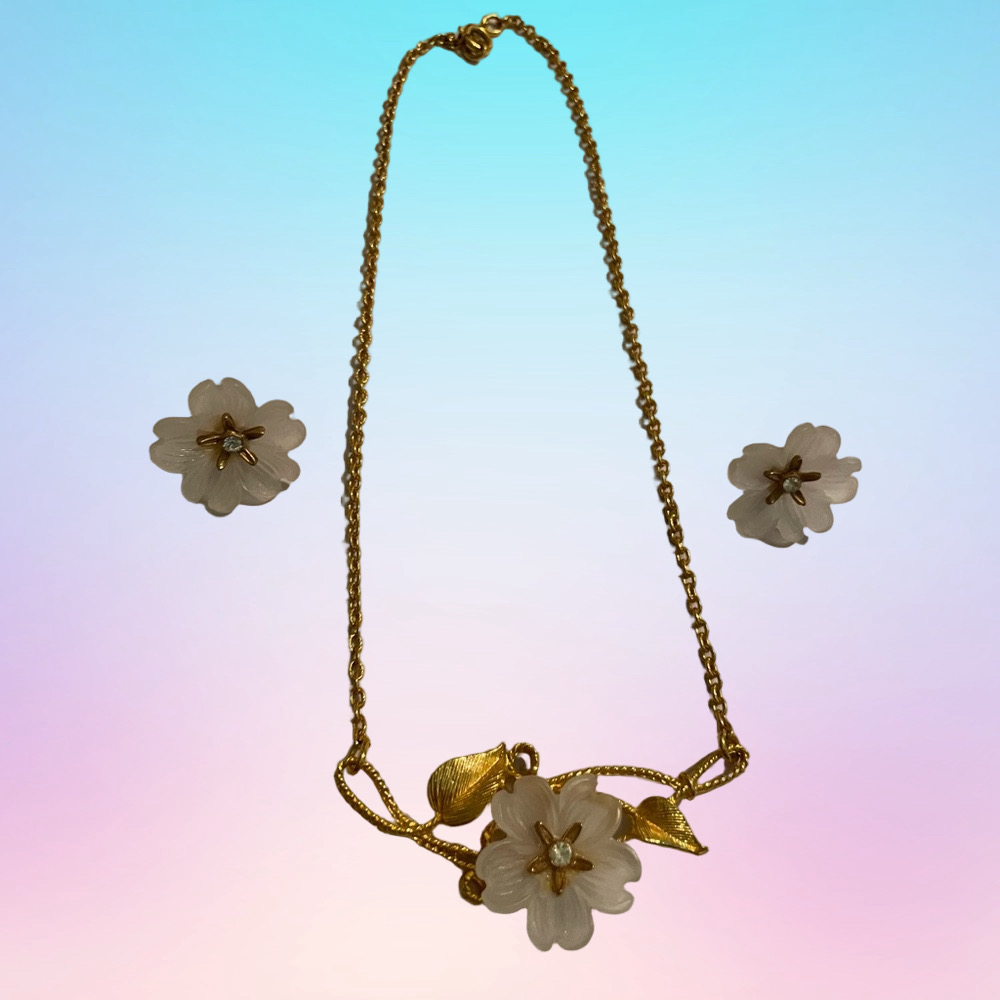VINTAGE Flower Jewelry Set